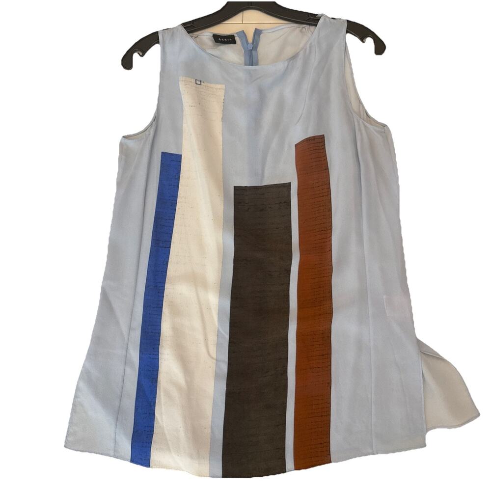 Akris Mainline Barragan Towers Print Silk Sleeveless Tunic Blouse. Size 8